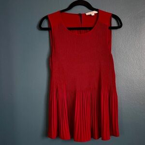 LOFT Vibrant Red Pleated Shell, size L